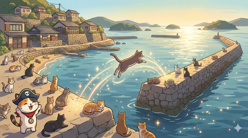 飛び猫と瀬戸内とココロ船長
