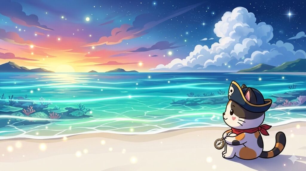 絶景ビーチとココロ船長
