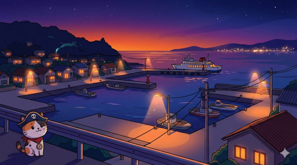 港町の灯りとココロ船長
