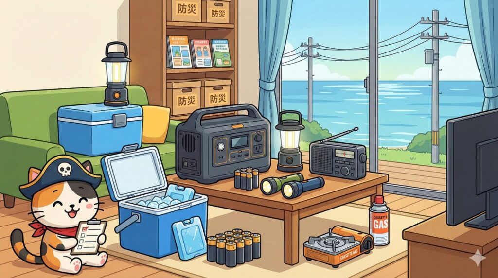 停電準備とココロ船長
