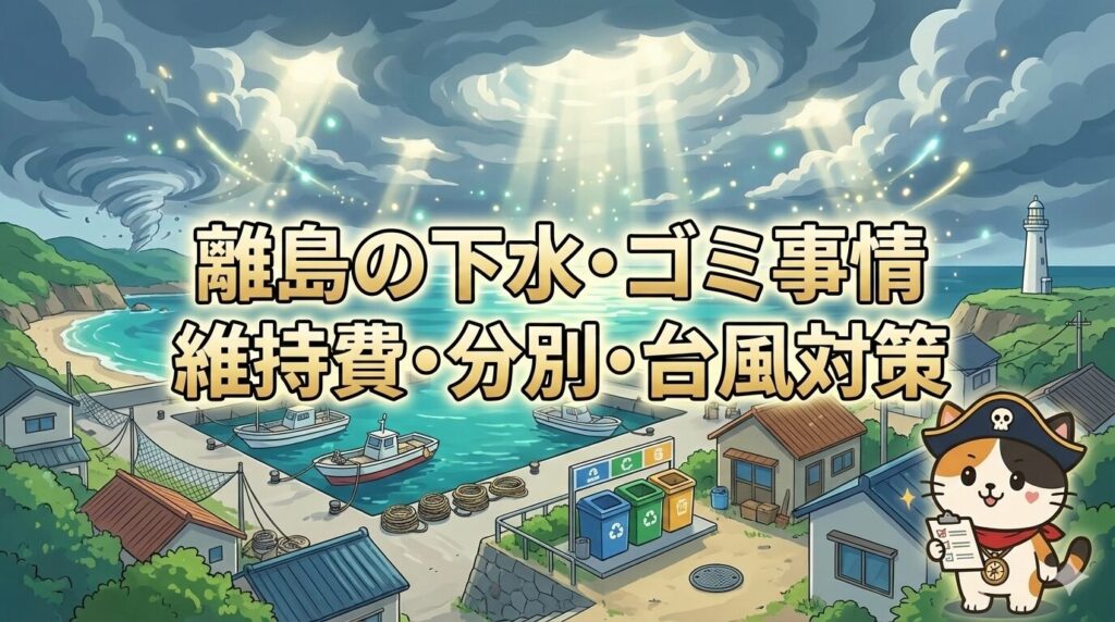 下水とゴミの島景色とココロ船長
