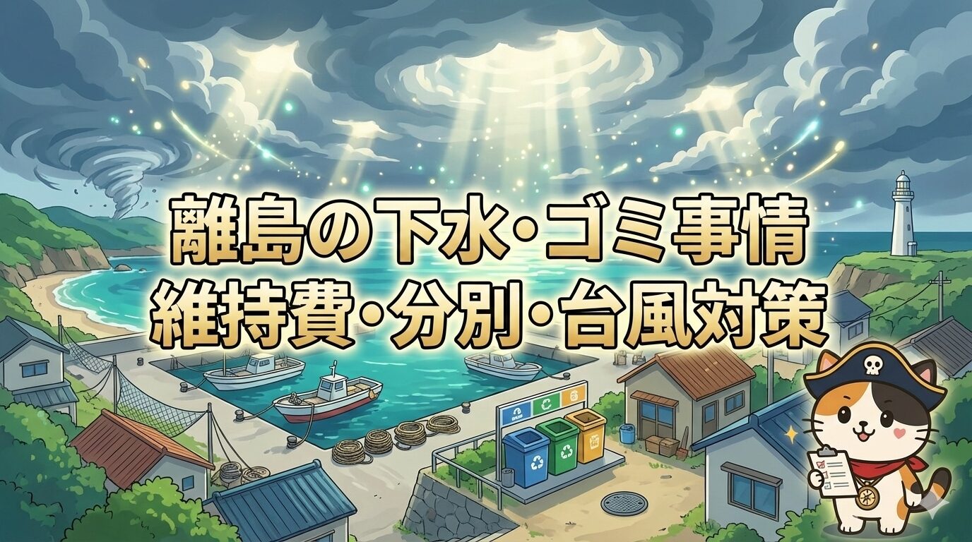 下水とゴミの島景色とココロ船長