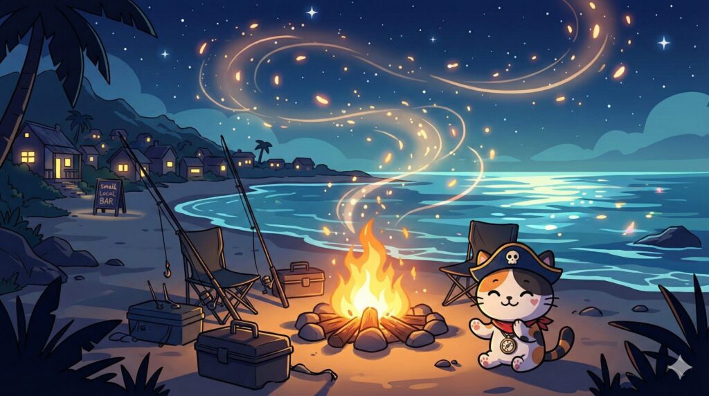 焚き火の夜とココロ船長