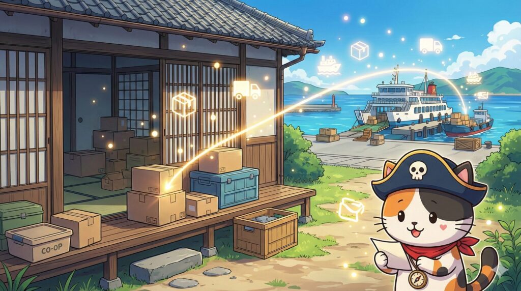 宅配箱とココロ船長
