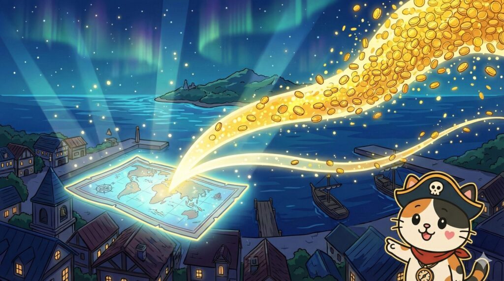 航路マップとココロ船長
