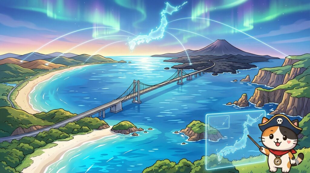 離島マップとココロ船長
