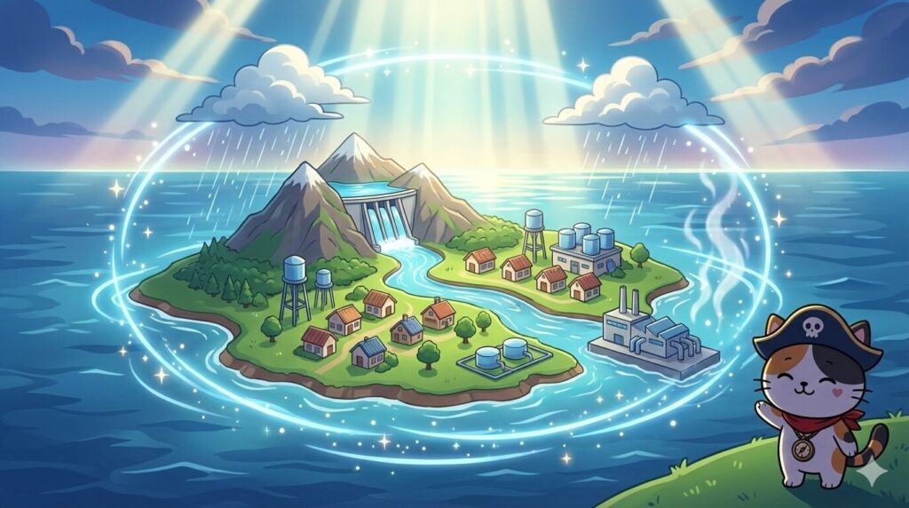 島の水循環とココロ船長
