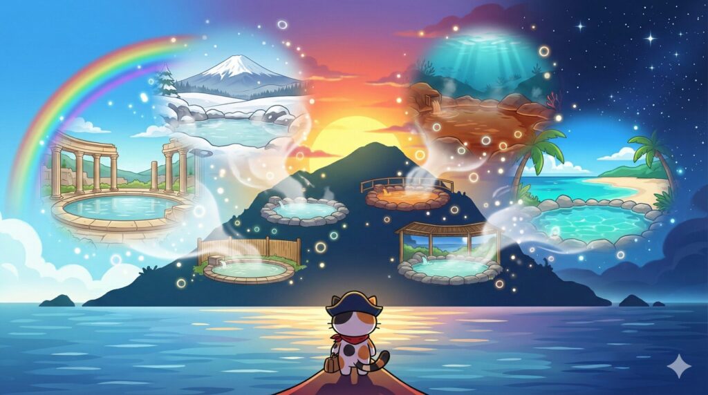 離島温泉旅の締めとココロ船長
