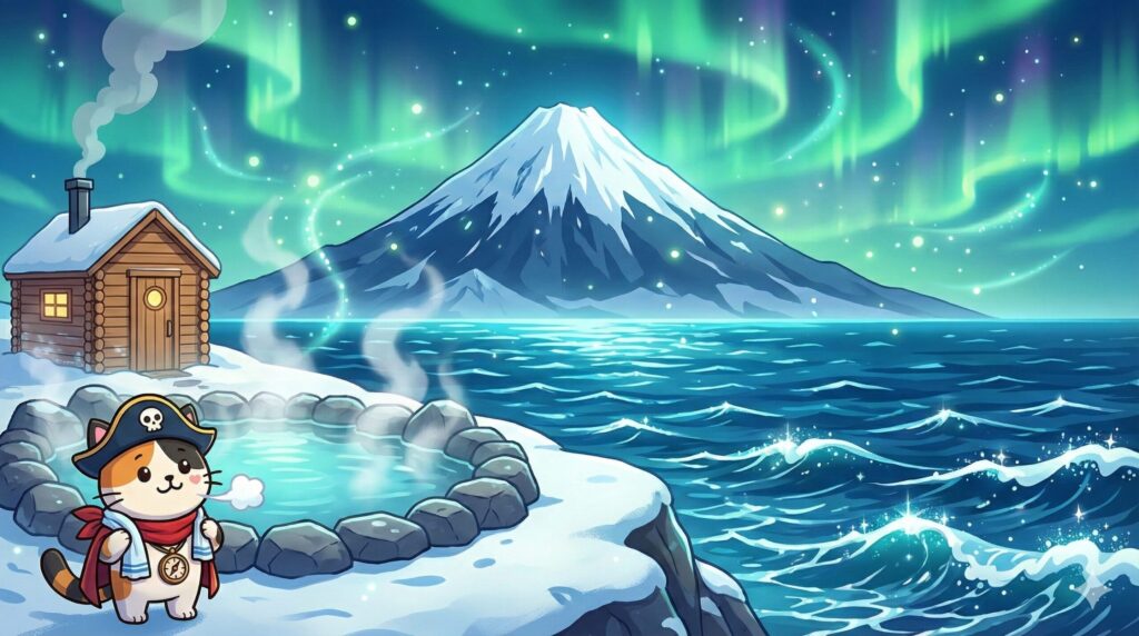 雪山と海とココロ船長