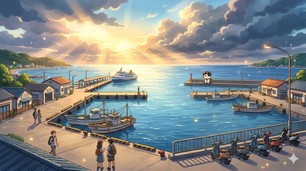 復興支援の港町を案内しているココロ船長