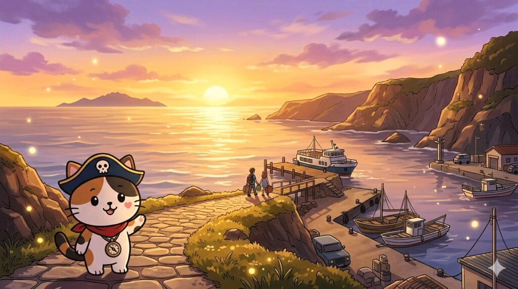 応援旅の出発を見送っているココロ船長