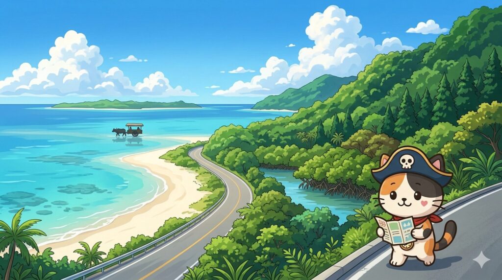 一般的な観光ルートをのんびり確認しているココロ船長