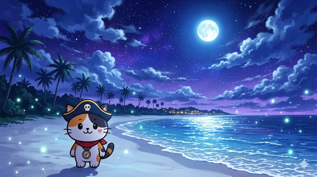 月夜の石垣島の思い出を振り返るココロ船長