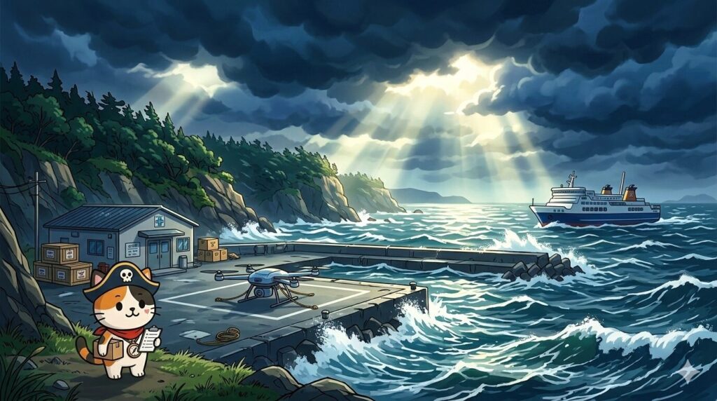 荒天で踏ん張るココロ船長