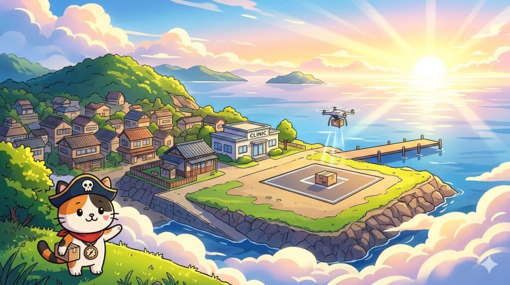 着陸地点を案内するココロ船長