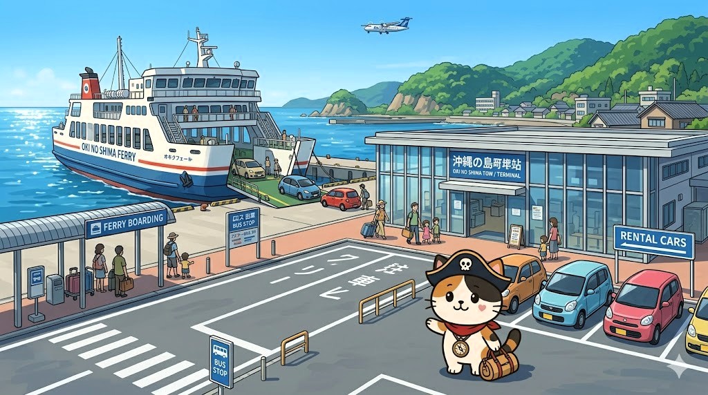 港で案内するココロ船長