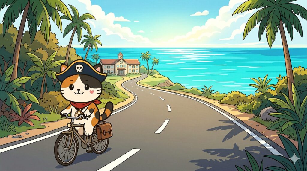 島道を進むココロ船長