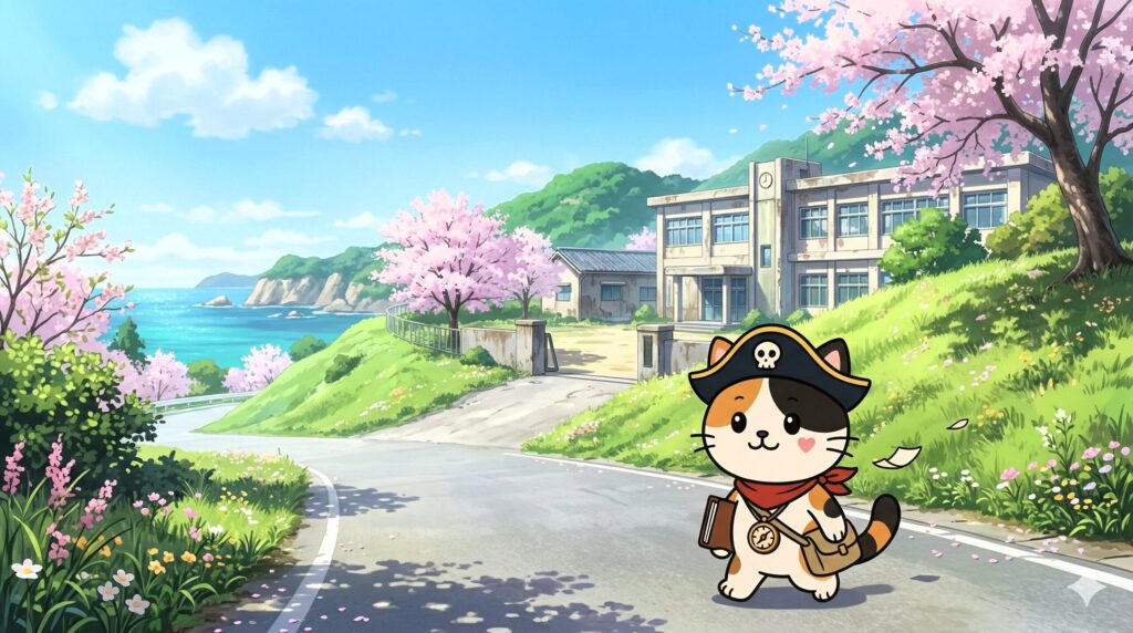 学校へ向かうココロ船長