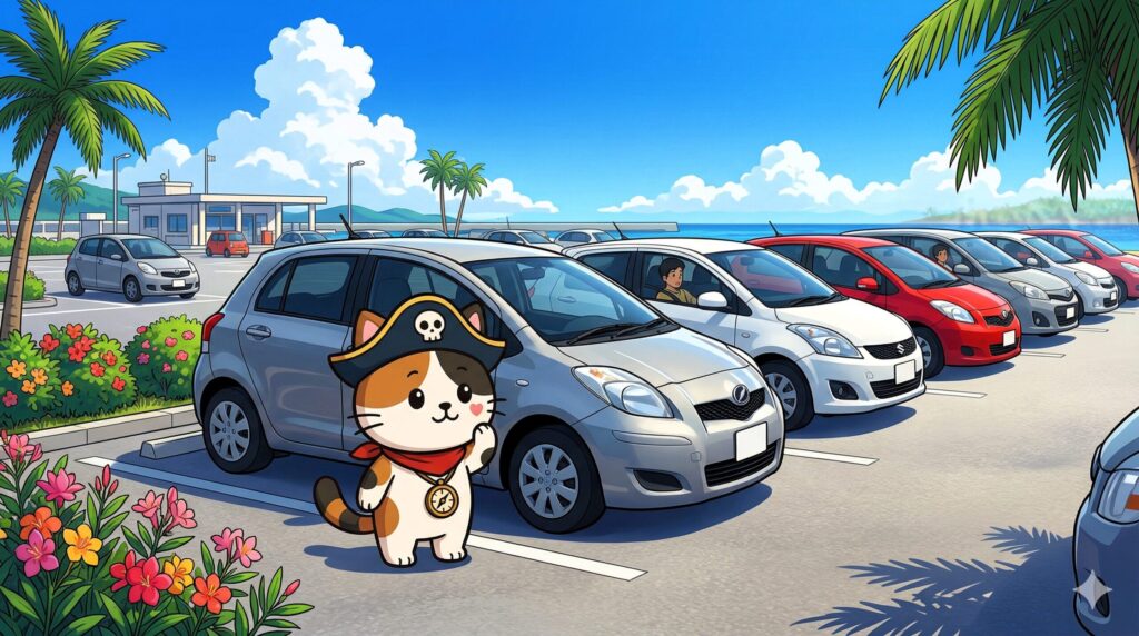 駐車場を見るココロ船長