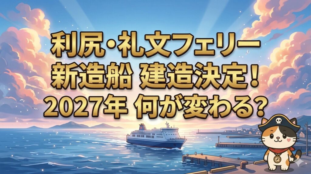 北の港に新造船ニュースが広がる風景の中で小さく立つココロ船長