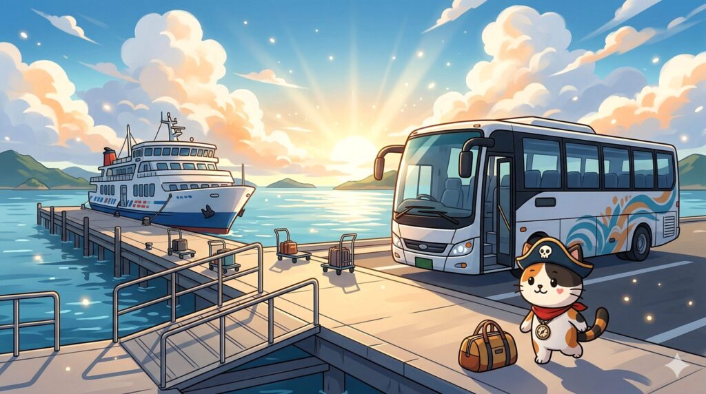 港で移動するココロ船長