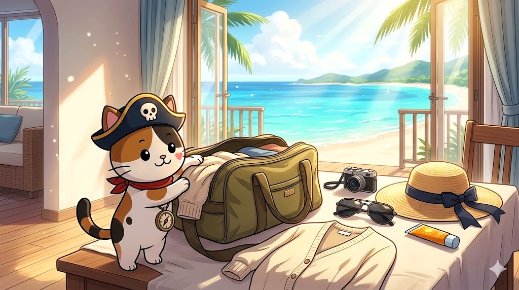 荷造りするココロ船長