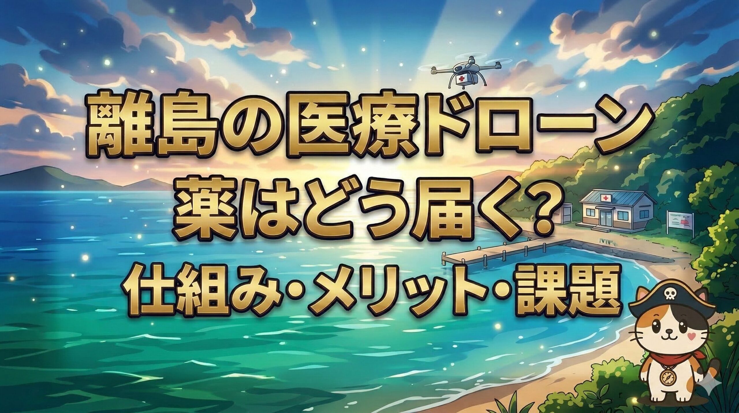 医療ドローンを見守るココロ船長