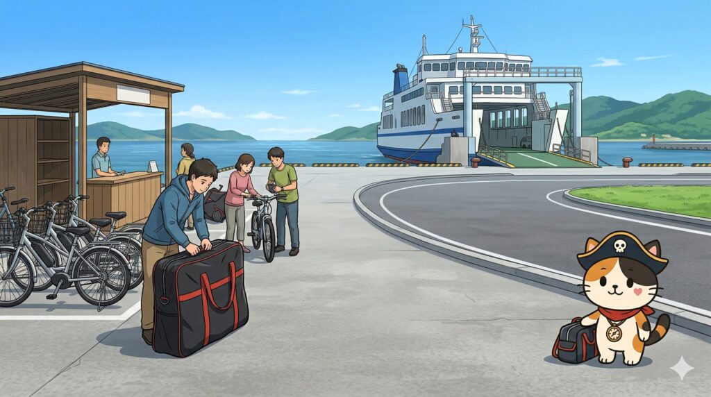 港で案内するココロ船長