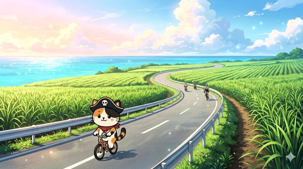 春の久米島を走るココロ船長