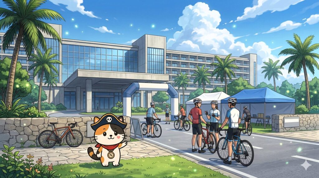 大会会場を案内するココロ船長