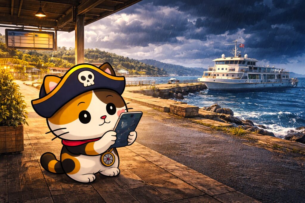 悪天候前に確認するココロ船長