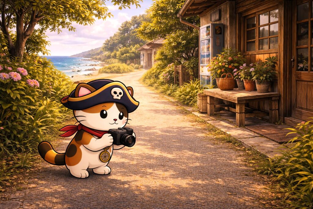 写真を確認するココロ船長