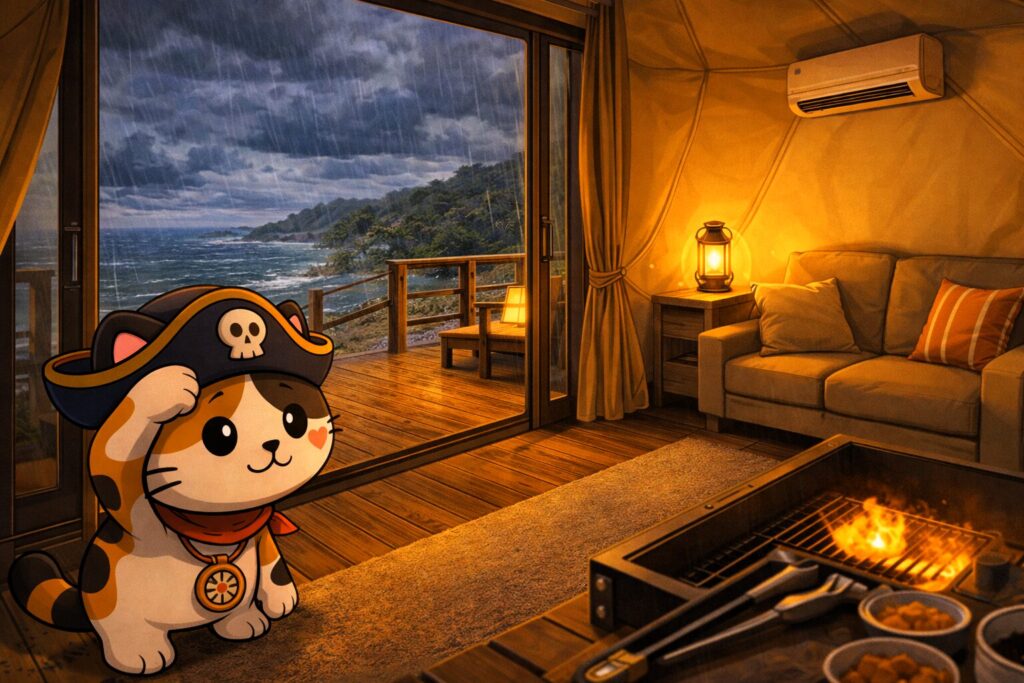 雨風の様子を確かめるココロ船長