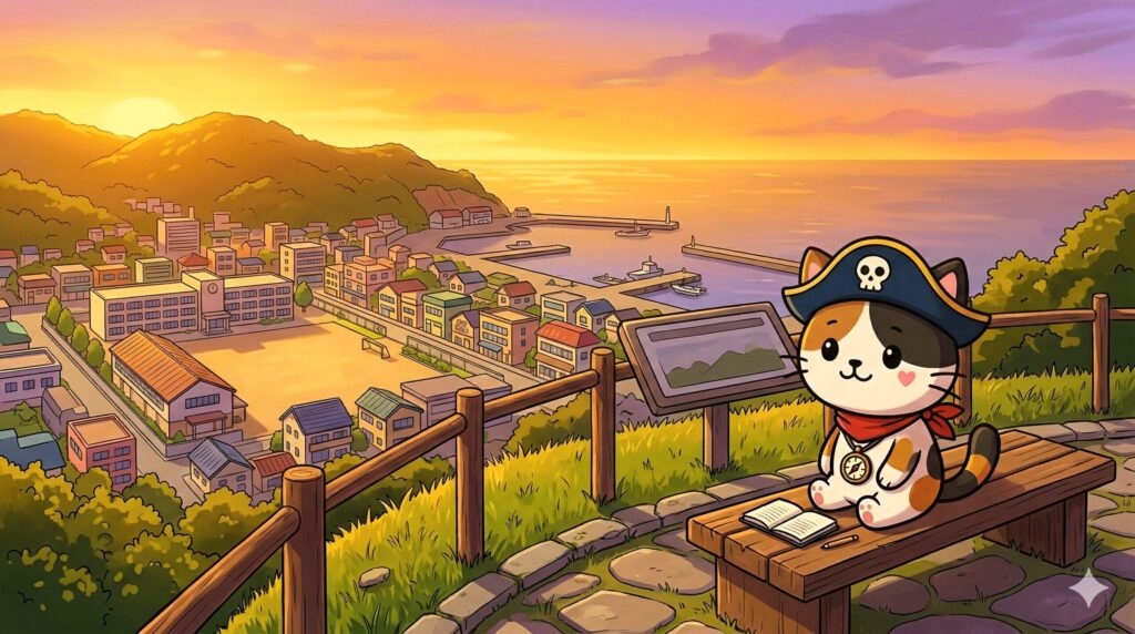 島を見渡すココロ船長