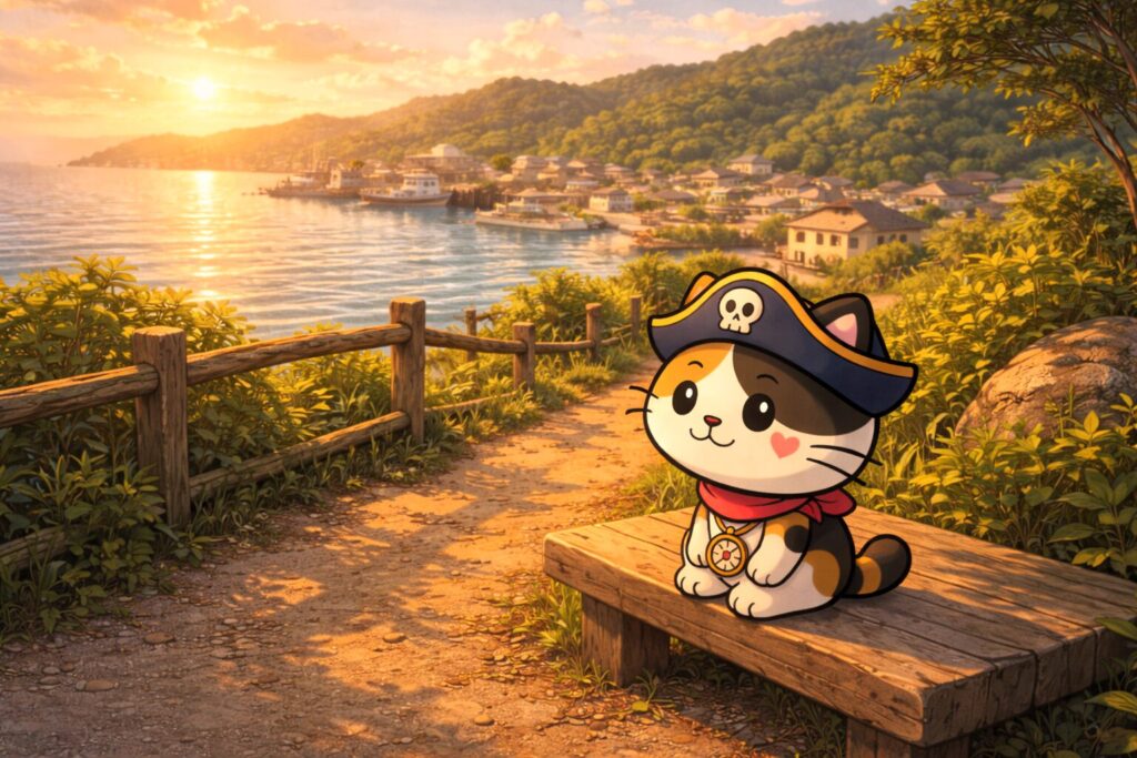 島を見渡すココロ船長
