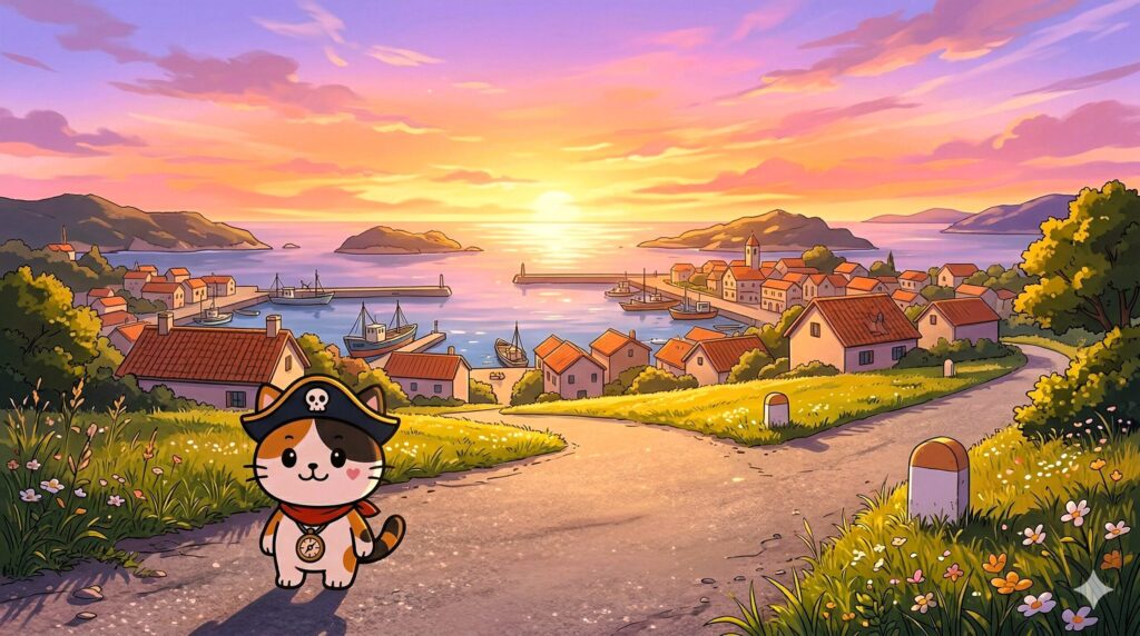 道を進むココロ船長