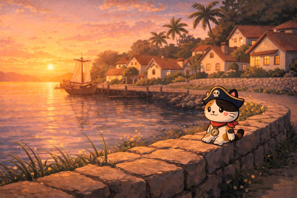 島時間を堪能するココロ船長