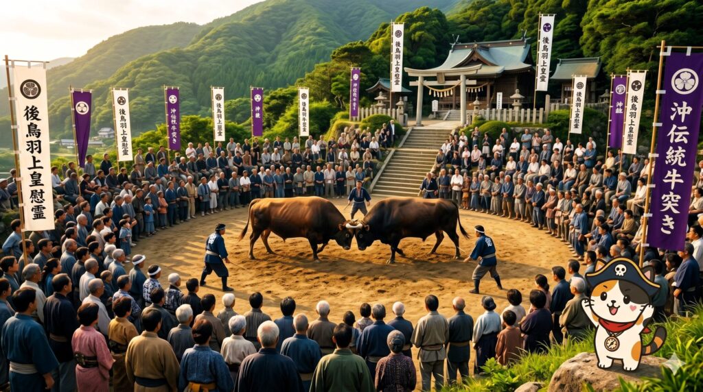 隠岐諸島の牛突きと島民の人情文化を表す伝統風景