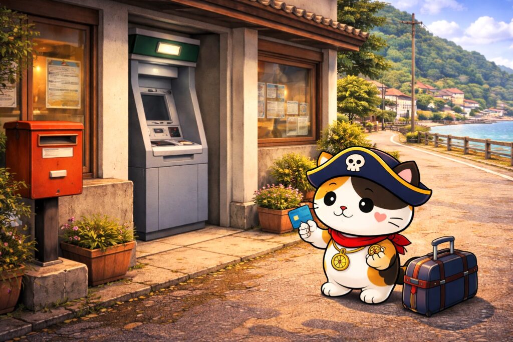 ATMを確認するココロ船長