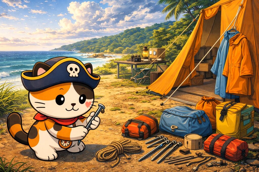 装備を確認するココロ船長