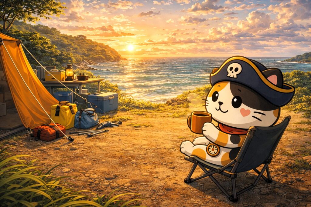 朝日を見るココロ船長