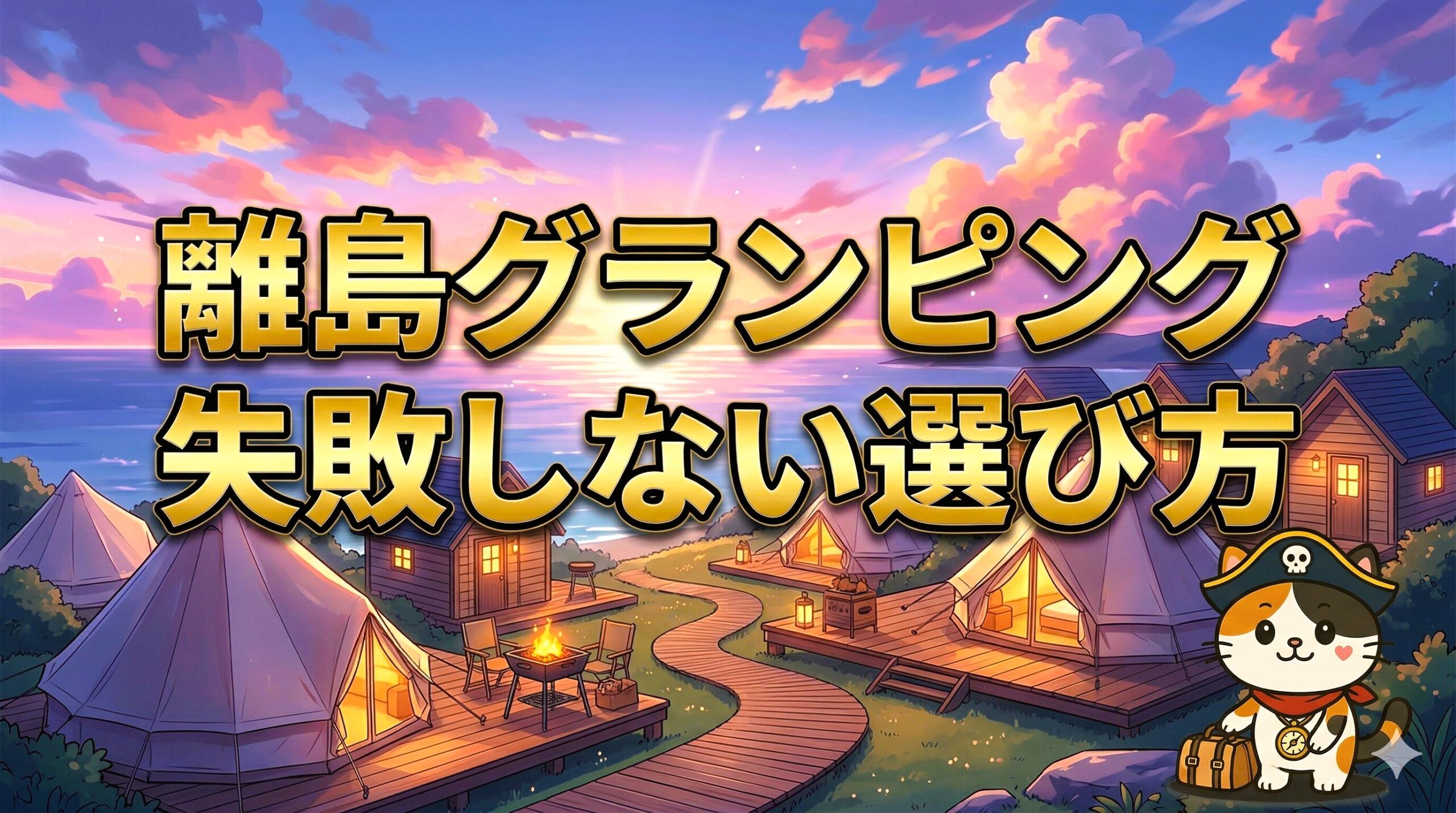 夕暮れのグランピングを下見するココロ船長