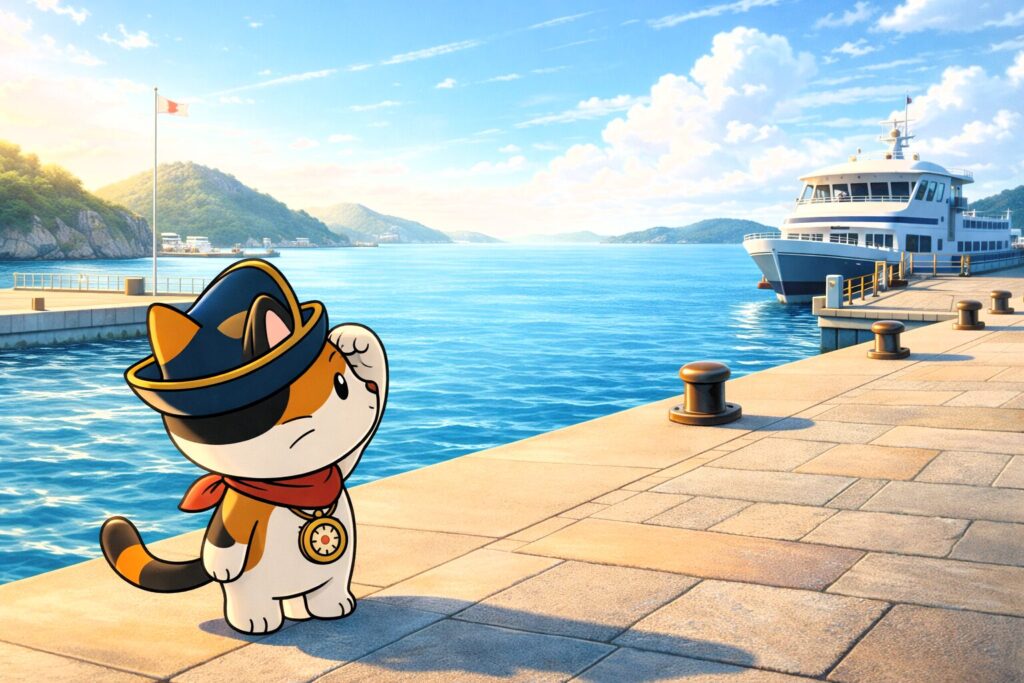 島を見渡すココロ船長