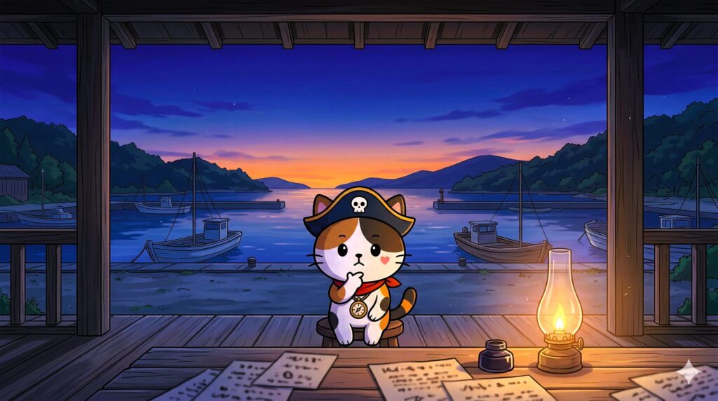 考え込むココロ船長