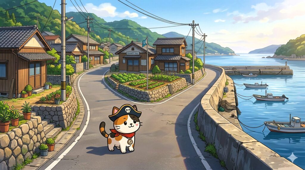 道を見比べるココロ船長