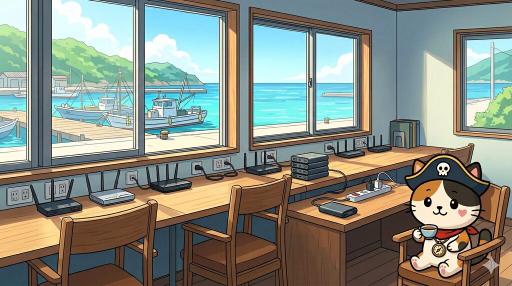 席で確認するココロ船長