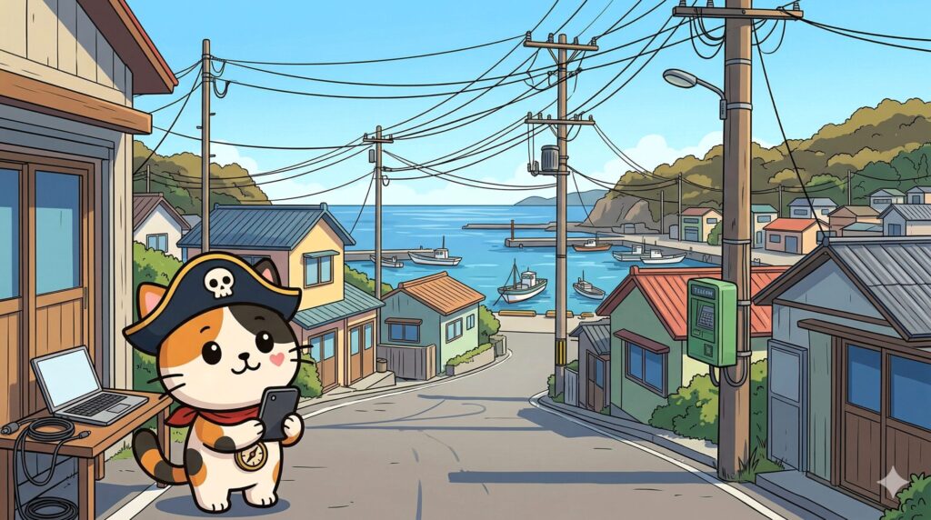 電波を確かめるココロ船長