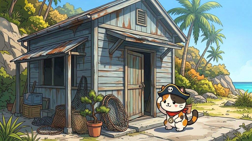 古い家をのぞくココロ船長