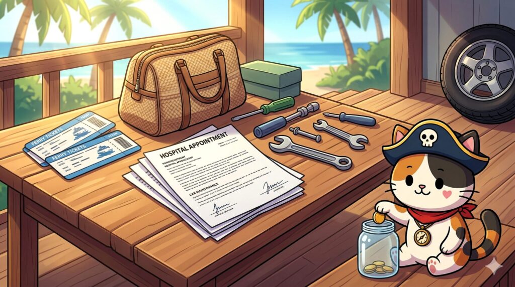 貯金するココロ船長