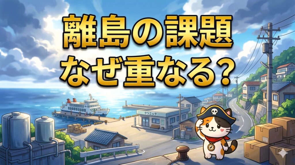 離島の港を見るココロ船長